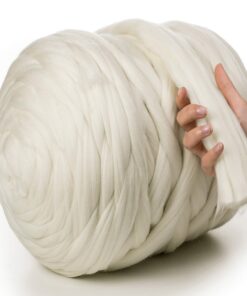 MeriWoolArt XXL Merino Wolle – 100% Schurwolle, dickes Filzgarn für Deckenstricken und Armstricken – Weiß 100g MeriWoo