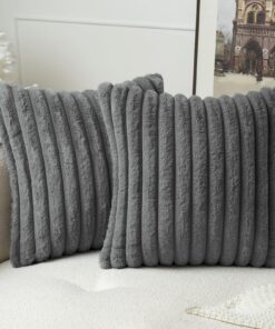MIULEE Plüsch Kissenbezug Dekokissen für Wohnzimmer und Schlafzimmer Grau 2er Set