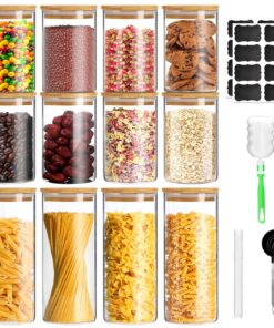Luftdichte Vorratsgläser mit Deckel 12er Set - Stapelbar Glas 950ml & 550ml für Küche Pasta Müsli