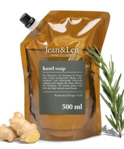 Jean & Len Handseife Rosemary & Ginger - Reinigt beanspruchte Hände, für tägliche Anwendung, Paraben-, Silikon- und Mikr