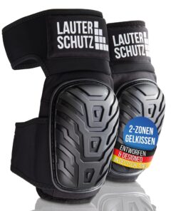 LauterSchutz® KOMFORT Knieschoner mit 2-Zonen-Gelkissen Technologie - verlängerter Gurt am Oberschenkel für perfekten Ha