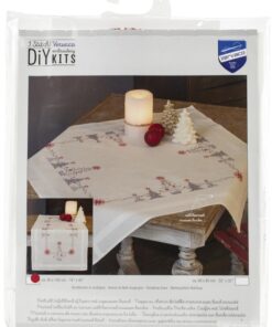 Vervaco Weihnachtsrot-Grautischläufer Stickset DIY Kreuzstich Vorgedruckt 40x100cm Kreatives Basteln für Erwachsene Ve