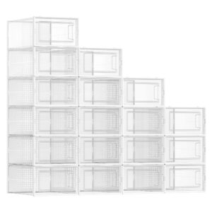 SONGMICS Schuhboxen 18er Set für Die Schuhliebhaber im Haushalt, faltbar und stapelbar, ideal für Schuhe bis Größe 44, t