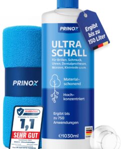 PRINOX Ultraschallreiniger Konzentrat - Extrem energieeffizient - Für Brille, Schmuck & Kleinteile - Für Ultraschallgerä