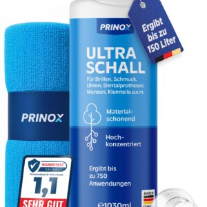 PRINOX® UltraEcho Reiniger Konzentrat - Extrem energieeffizient - Für Brillen, Schmuck, Zähne & Kleinötze - Für Ultrasch