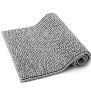 Seamarkt rutschfest Chenille Badematte, saugfähig für Dusche und Badzimmer, Waschbare Badvorleger 40x60 cm, Silber|Rutsc