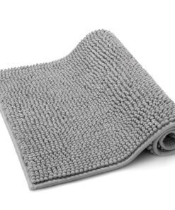Seamarkt rutschfest Chenille Badematte, saugfähig für Dusche und Badzimmer, Waschbare Badvorleger 40x60 cm, Silber|Rutsc