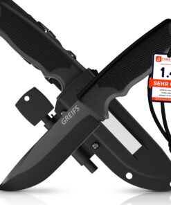 **Edles Outdoor-Messer G-Serie 440C aus Germany für Bushcraft & Jagd (G7/Schwarz)** | **Survivalsensible Outdoor-Messer