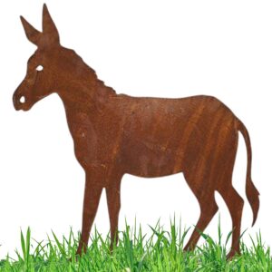 Rostikal Gartendeko Rost Esel Figur Deko Wohnzimmer Metall 30 x 27 cm Tierfigur Garten