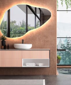 Artforma Badspiegel mit Beleuchtung - Asymmetrischer Spiegel - Badezimmerspiegel Nach Maß - Modernes Design - Led Spiege