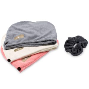 myHomeBody Haartuch-Wickeltuch - luxuriöser schnelltrocknender Turban - ultrawiehe, saugfähig, Kohlefaser - mit Kokosnus