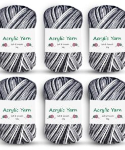Baumwolle zum Häkeln - 300g Häkelgarn - Wolle für Socken, Mützen, Schals (Nadelstärke 3,0-4,0 mm) - Grau Gefärbt
