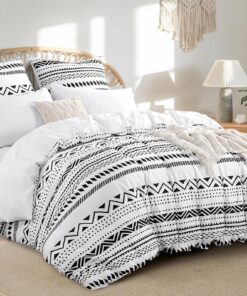 RUIKASI Baumwollbettwäsche 220x240 - Boho Grau, 3-teilig, OEKO-TEX, für Familien - Hotelqualität, Reißverschluss, Größen