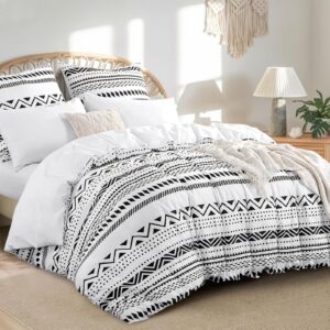 RUIKASI Baumwollbettwäsche 220x240 - Boho Grau, 3-teilig, OEKO-TEX, für Familien - Hotelqualität, Reißverschluss, Größen