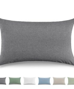 TOCOMOA Dunkelgrau Kissenbezug 40x80 cm - 100% Baumwolle, Oeko-TEX Zertifiziert, Atmungsaktiv, Leinenoptik, Reißverschlu