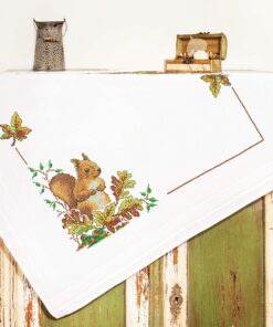 KAMACA Stickpackung Kreuzstitch vorgezeichnet Baumwolle komplettes Stickset zum Selbststicken für Erwachsene (Eichhörnch