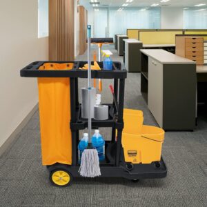 Profi Putzwagen Mosegor 65L Reinigungstasche,.rollenbeweglicher Putzwagen für Gewerbe und Hotel, 113x56x93 cm
