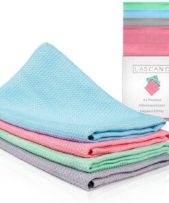 Lascano Geschirrtücher Mikrofaser 4er Set - 60 x 40 cm | fusselfrei & saugstark | Geschirrhandtücher (Elegance Edition)