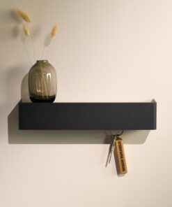 Designfabrik Hamburg Schlüsselbrett | Moderne Wandmontage aus Metall mit Ablage | Minimalistisches Schwarz Design für Fl
