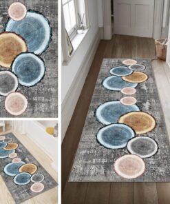 Teppich Läufer Flur Grau lang rutschfest Schlafzimmer Bunt 40x60cm Dauerhaft Läuferteppich