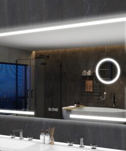 S'bagno 120x70cm Schminkspiegel mit Beleuchtung, elektrische Beschlagsverhinderung, touchsensor-berührungsbedingtes Dimm