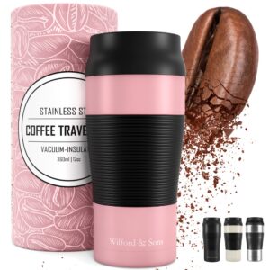 Thermobecher Kaffeebecher To-Go Edelstahl - 360ml Thermo Trinkbecher | 4h Heiß - 8h Kalt Vakuum Isoliert | Auslaufsicher