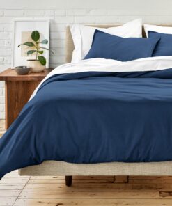 Bare Home - Oeko-TEX Standard 100 Bettwäsche-Set - Dunkelblau - für Schlafzimmer - 200 x 200 cm - 1 Bettbezug + 2 Kissen