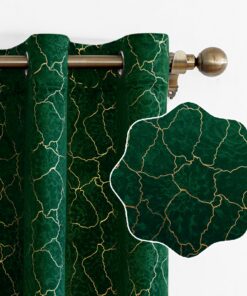 Ystyle Dunkelgrüne Samtvorhänge 2er Set 140x175cm, Blickdichte Schlafzimmervorhänge mit Ösen, Verdunkelnd Velvet Curtain