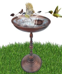 Ruwshuuk Stehendes Vogelbad Für Den Außenbereich Mit Futterplatz | Antikoptik Tier-Wasserschale Aus Eisen Für Kolibris U