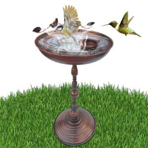 Ruwshuuk Stehendes Vogelbad Für Den Außenbereich Mit Futterplatz | Antikoptik Tier-Wasserschale Aus Eisen Für Kolibris U