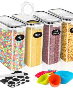Cinnani 4L Luftdicht Vorratsdosen Set BPA-frei mit 24 Etiketten für Küche Getreide Mehl