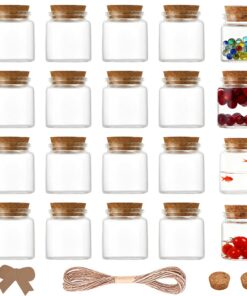 Kleine Gläser mit Korken 20 Stück 50ml, Einmachgläser für Party und Taufe, Klein-formatige Glasflaschen mit Korkdeckel P