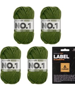 Myboshi No.1 Wolle zum Häkeln und Stricken - Schnellstrickgarn mulesing-frei 55m/50g, 30% Merinowolle - Grün (Jagdgrün)