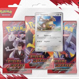 Pokémon-Sammelkartenspiel: 3er-Pack-Blister Karmesin & Purpur – Ewige Rivalen – Holografische Promokarte