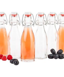 MamboCat Bügelflaschen 6er Set 200ml Glas mit Porzellanverschluss & Gummidichtung für Likör selbst befüllen