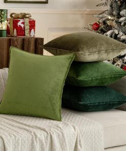 MIULEE Dekokissenbezug grün 4er Set flauschig für Sofa Schlafzimmer Wohnzimmer Balkon
