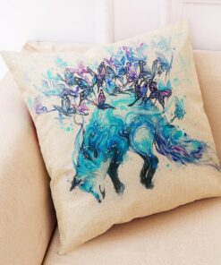 1 Kopfkissenbezug 45x45cm, Kunst Tiere Deko Schlafzimmer & Wohnzimmer, Blau Leinen Bezüge 2 Kopfkissenbezug 45x45cm, Bla