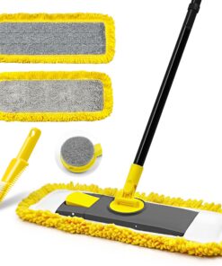 JHHONN Bodenwischer Wischmopp für Hartholz & Laminat - Mikrofaser & Chenille Pads, 127 cm Teleskopstiel - Küche & Bad (G