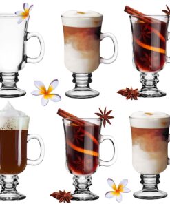 Irish Coffee Gläser Set mit Henkel 230ml | Ideal für Coffee-Lovers | für Haus und Garten | Gläser für Latte Macchiato, K