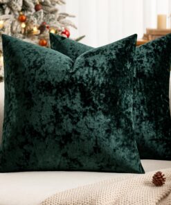 MIULEE Weihnachtliche Kissenbezüge weich und kuschelig für Wohnzimmer 40x40cm Dunkelgrün