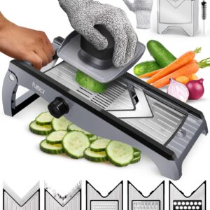 Edelstahl 7-in-1 Verstellbar Mandoline Gemüsehobel - Gurkenhobel für Dünne Scheiben - Küchen Gadgets