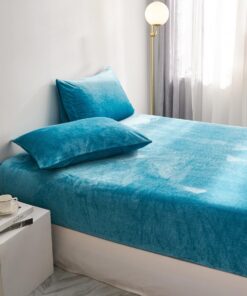 Luofanfei Warme Flauschig Spannbettlaken Seeblau für Winter Hohe Matratze Uni Muster Kuschelige Weich Leinwand 200x200