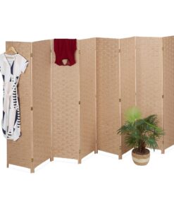 Relaxdays Raumtrenner Paravent 8-teilig faltbar Sichtschutz innen Holz Papierseil Natur 170x320cm