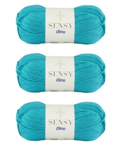 3 Skeins Sensy Chino Soft Cotton Yarn - Fine Gauge 2 für Amigurumi - Dark Turquoise - |5 oz, 360 Yards