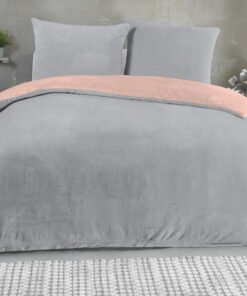 MALIKA Winter Plüsch Wendebettwäsche Nicky-Teddy 'Cashmere Touch' - Silber-Rosa, 135 x 200 cm, Warmes Fleecebettwäsche