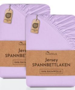 NatureMark Jersey-Spannbettlaken 2er-Pack – 100% Baumwolle, für Matratzen 140 x 200–160 x 200