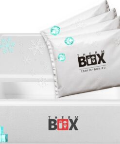 THERMBOX Styroporbox 29W Kühlbox mit 4X Kühlakku für Kochpartys und −18°C Kältetingel Wiederverwendbar 53x33x16cm