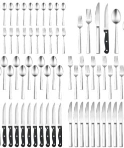 HaWare 12-Personen Besteck Set - 72-teiliges Edelstahl-Essbesteck mit Steakmesser für Zuhause und Restaurant, spülmaschi
