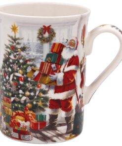 The Leonardo Collection Weihnachtsmann-Tasse langlebige bedruckte Porzellantassen für Küche und Zuhause