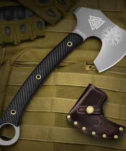 NedFoss VIKING Full Tang Survival Axt für Outdoor-Aufenthalte klein mit G10 Griff und High Carbon Stahl Klinge mit echte